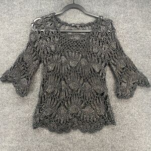 Sioni Sweater Womens S Black Crochet Pullover Cottagecore Peasant Fairycore Boho